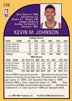 1990-91 Hoops #238 Kevin Johnson Back