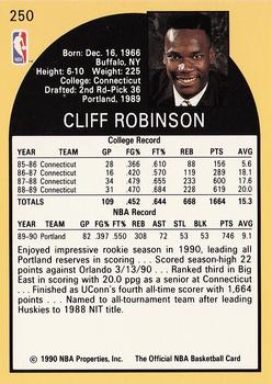 1990-91 Hoops #250 Cliff Robinson Back