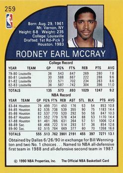 1990-91 Hoops #259 Rodney McCray Back