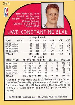 1990-91 Hoops #264 Uwe Blab Back