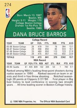 1990-91 Hoops #274 Dana Barros Back