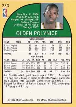 1990-91 Hoops #283 Olden Polynice Back