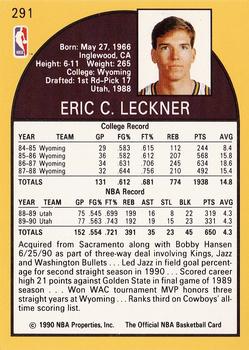 1990-91 Hoops #291 Eric Leckner Back