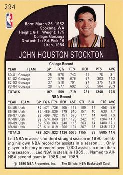 1990-91 Hoops #294 John Stockton Back