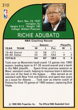 1990-91 Hoops #310 Richie Adubato Back