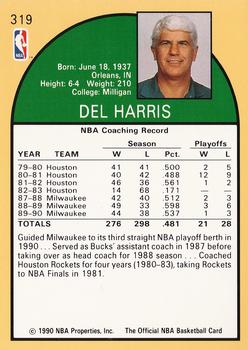 1990-91 Hoops #319 Del Harris Back