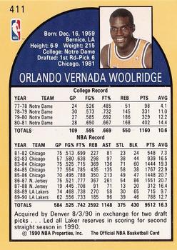 1990-91 Hoops #411 Orlando Woolridge Back