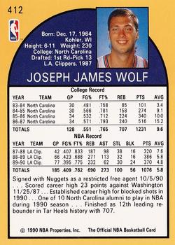1990-91 Hoops #412 Joe Wolf Back