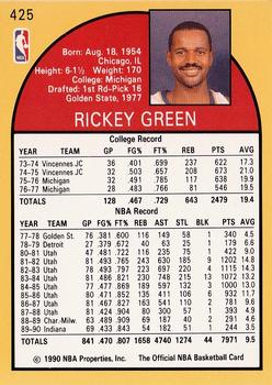 1990-91 Hoops #425 Rickey Green Back