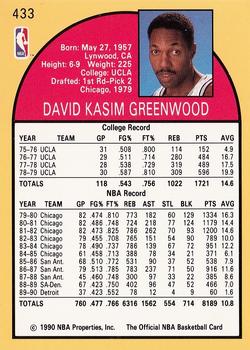 1990-91 Hoops #433 David Greenwood Back
