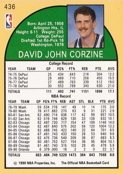1990-91 Hoops #436 Dave Corzine Back