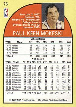 1990-91 Hoops #76 Paul Mokeski Back