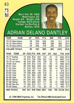 1990-91 Hoops #83 Adrian Dantley Back