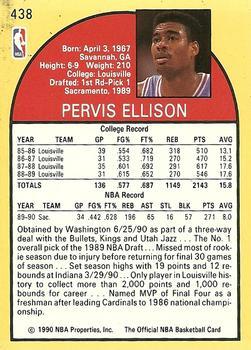 1990-91 Hoops #438 Pervis Ellison Back