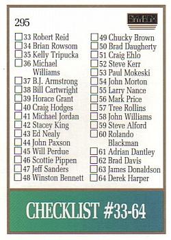 1990-91 SkyBox #295 Checklist: 1-64 Back