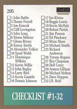 1990-91 SkyBox #295 Checklist: 1-64 Front