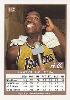1990-91 SkyBox #137 A.C. Green Back