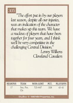 1990-91 SkyBox #305 Lenny Wilkens Back