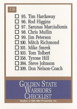 1990-91 SkyBox #336 Golden State Warriors Back