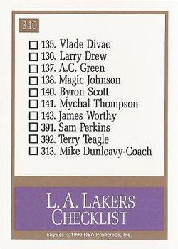 1990-91 SkyBox #340 Los Angeles Lakers Back