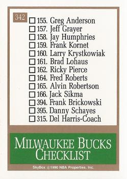 1990-91 SkyBox #342 Milwaukee Bucks Back