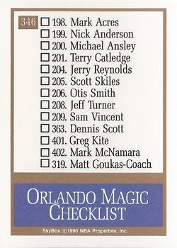 1990-91 SkyBox #346 Orlando Magic Back