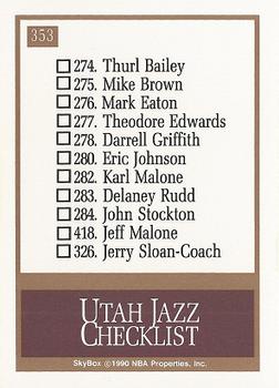 1990-91 SkyBox #353 Utah Jazz Back