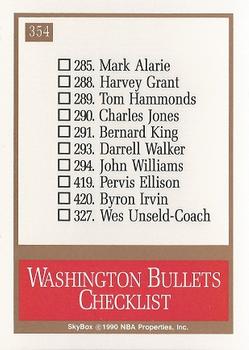 1990-91 SkyBox #354 Washington Bullets Back