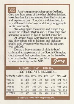 1990-91 SkyBox #365 Gary Payton Back
