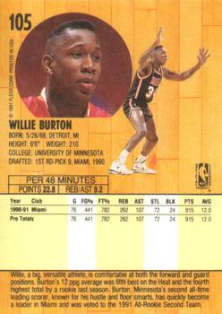 1991-92 Fleer #105 Willie Burton Back