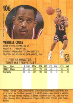 1991-92 Fleer #106 Vernell Coles Back