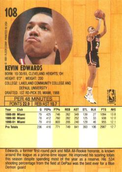 1991-92 Fleer #108 Kevin Edwards Back