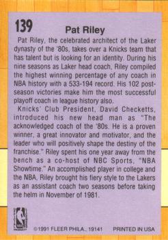 1991-92 Fleer #139 Pat Riley Back
