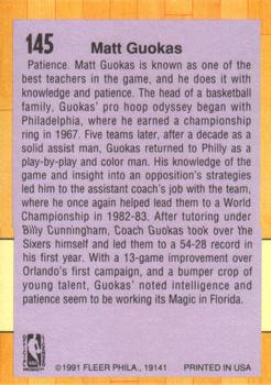 1991-92 Fleer #145 Matt Guokas Back