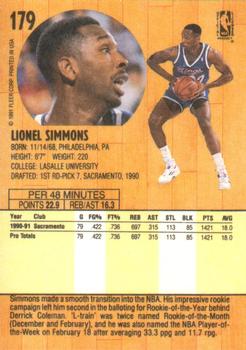 1991-92 Fleer #179 Lionel Simmons Back