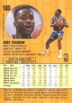 1991-92 Fleer #180 Rory Sparrow Back