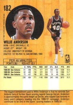 1991-92 Fleer #182 Willie Anderson Back