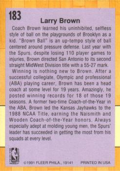 1991-92 Fleer #183 Larry Brown Back