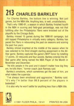 1991-92 Fleer #213 Charles Barkley Back