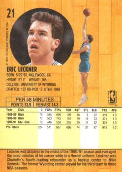 1991-92 Fleer #21 Eric Leckner Back