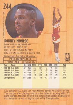 1991-92 Fleer #244 Rodney Monroe Back