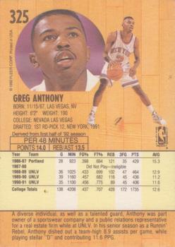 1991-92 Fleer #325 Greg Anthony Back