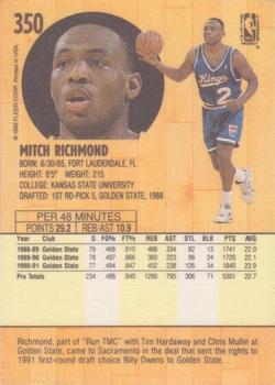 1991-92 Fleer #350 Mitch Richmond Back