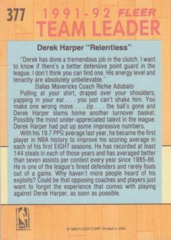 1991-92 Fleer #377 Derek Harper Back