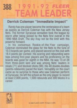 1991-92 Fleer #388 Derrick Coleman Back