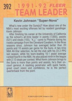 1991-92 Fleer #392 Kevin Johnson Back