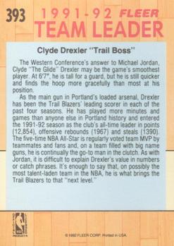 1991-92 Fleer #393 Clyde Drexler Back