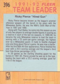 1991-92 Fleer #396 Ricky Pierce Back