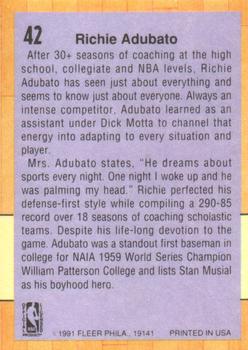 1991-92 Fleer #42 Richie Adubato Back