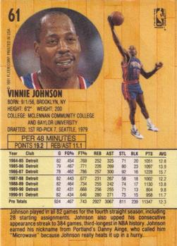 1991-92 Fleer #61 Vinnie Johnson Back